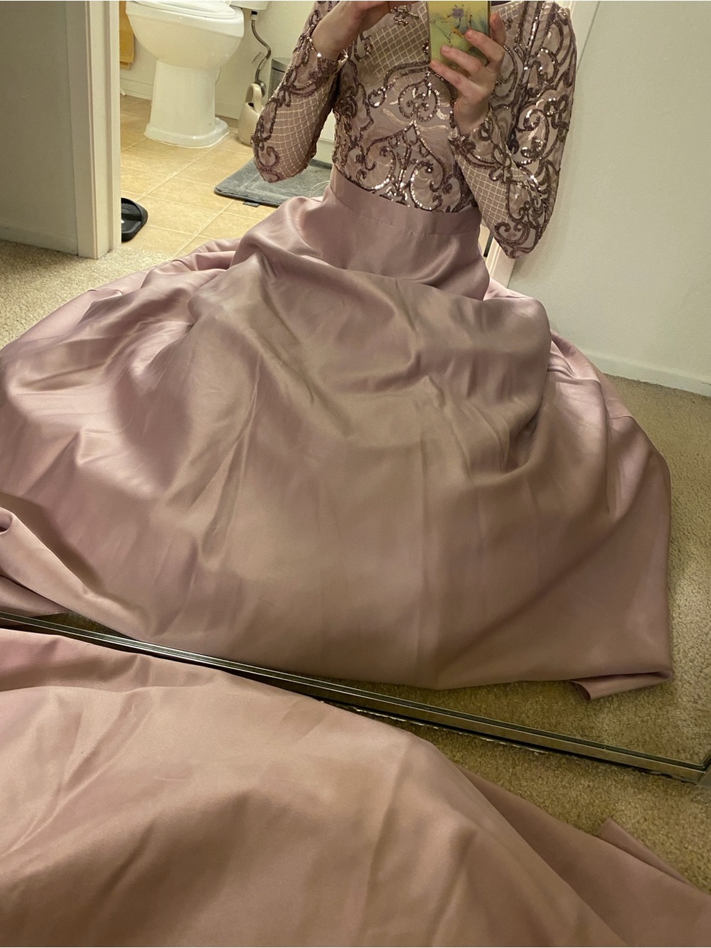 Lavender long sleeve ball gown maxi modest